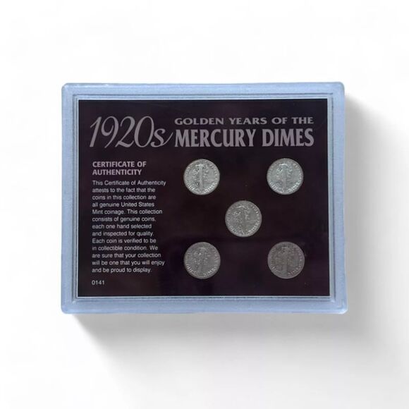 1920's Golden Years of the Silver Mercury Dime 5pc Coin Set - Picture 3 of 3